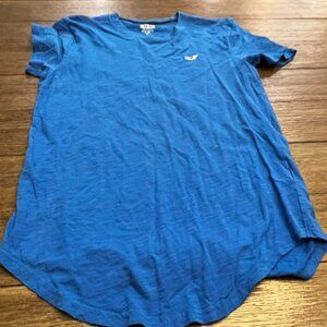 Hollister California - Curved Hem T-Shirt - Blue - Men's Size S